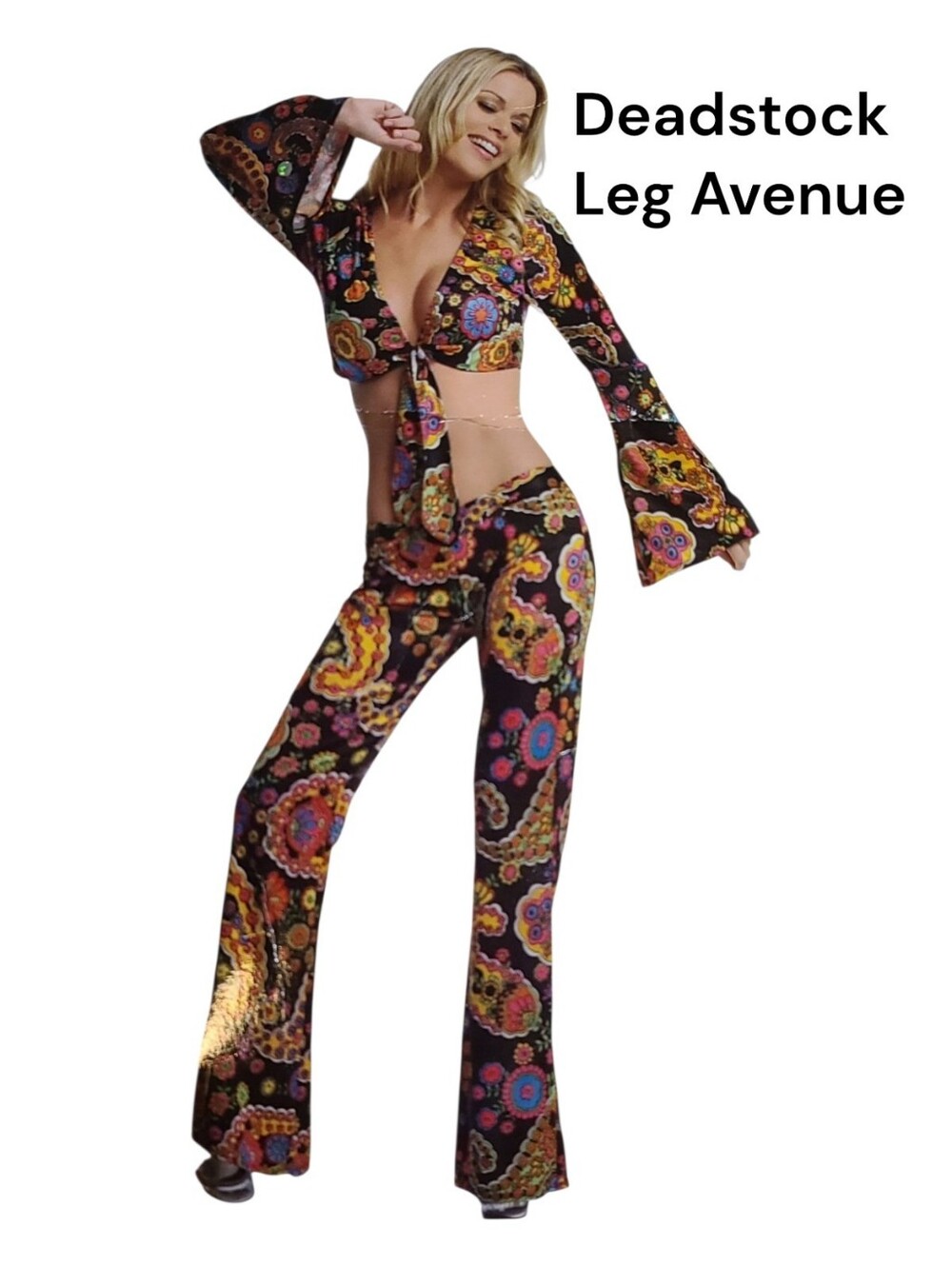 DEADSTOCK Leg Avenue GoGo 2pc Retro Paisly Set S/m